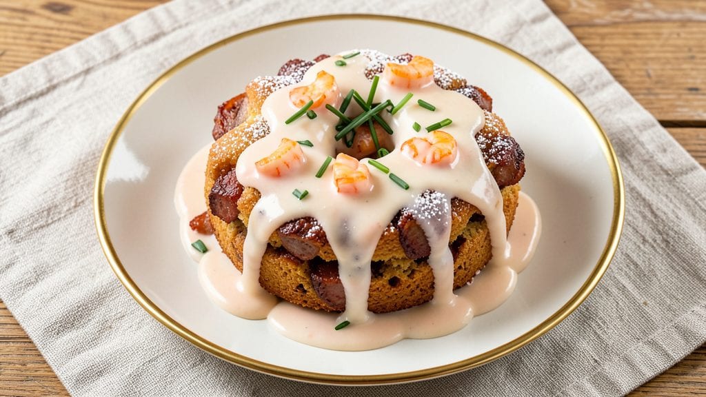 Boudin King Cake With Crawfish Cream Sauce Recipe: Rich Cajun Cake and Creamy Seafood Sauce Pairing