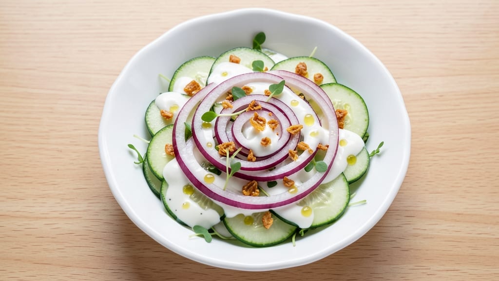 Cucumber Onion Salad With White Sauce Recipe: Crisp Refreshment in 15 Minutes