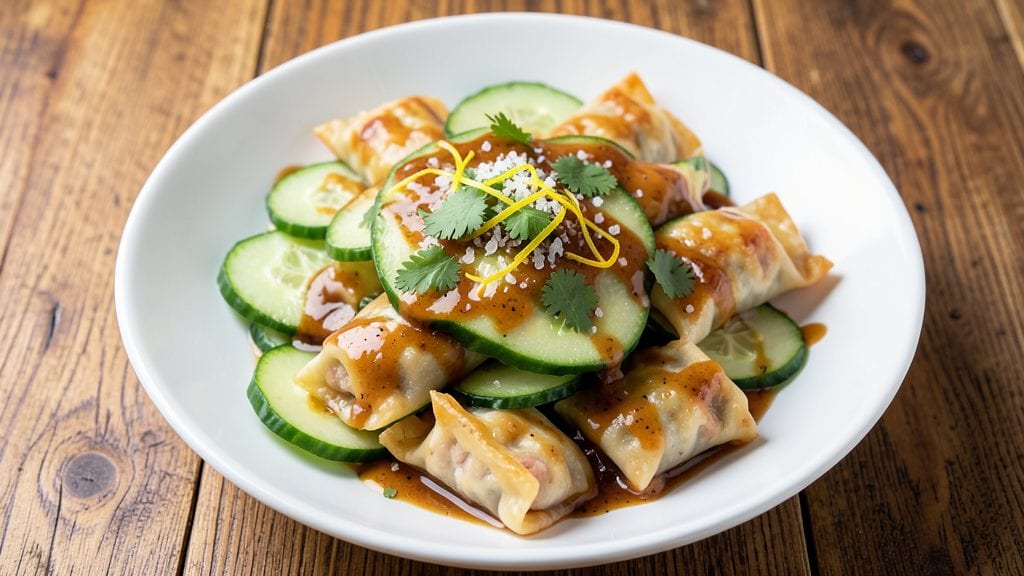 Dumpling and Smashed Cucumber Salad With Peanut Sauce Recipe: Crunchy, Creamy Contrast in 20 Minutes