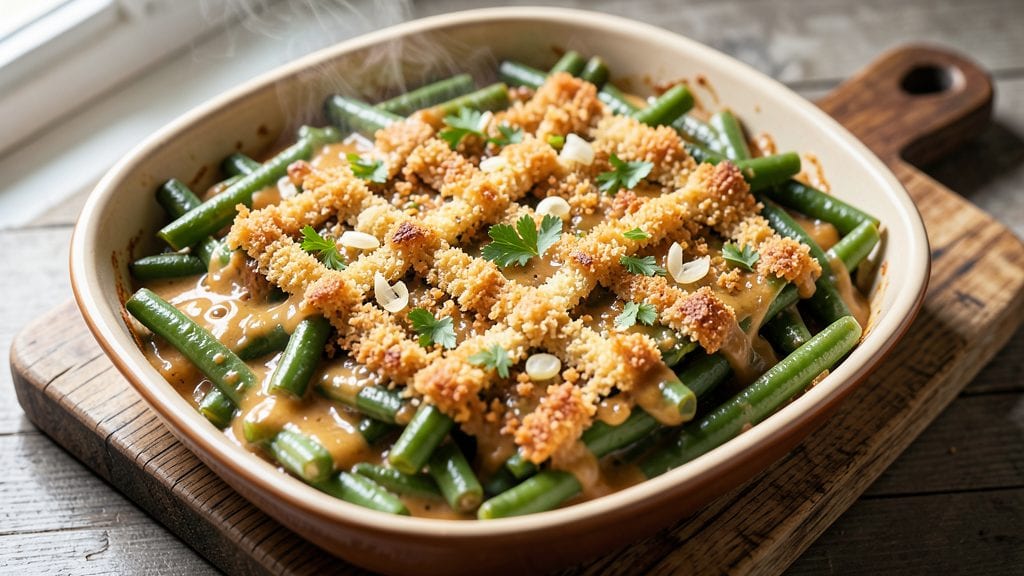 French Green Bean Casserole Recipe With Worcestershire Sauce: Crispy Top, Umami-Rich Comfort